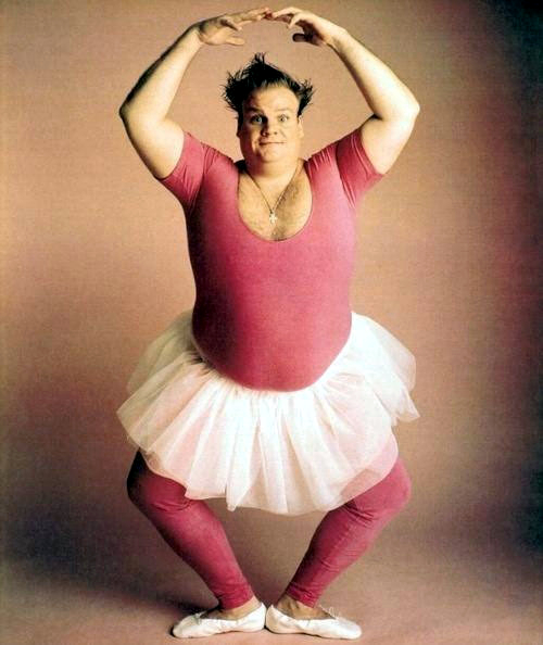 Chris Farley in a leotard and tutu.  That is all ...
